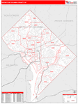 District of Columbia County Wall Map Red Line Style